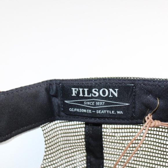 New Filson Spell Out Logger Mesh Cap Hat Tan Green - Picture 7 of 7